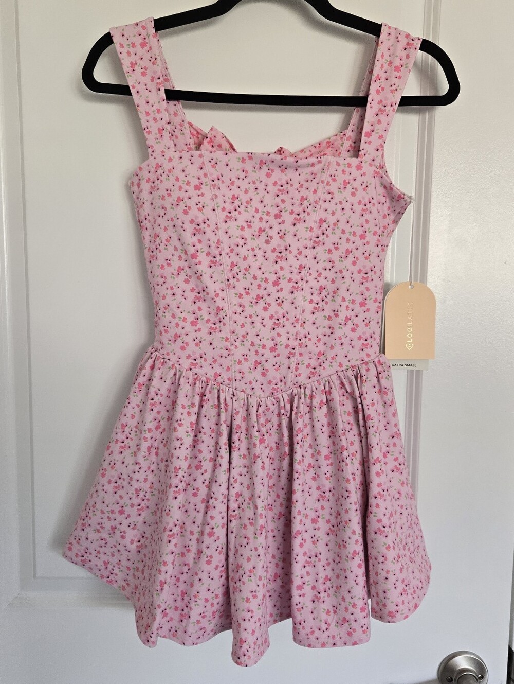 NWT Blogilates Women's Mommy & Me Princess Bow Back Dress, Pink Floral Print - Picture 6 of 14